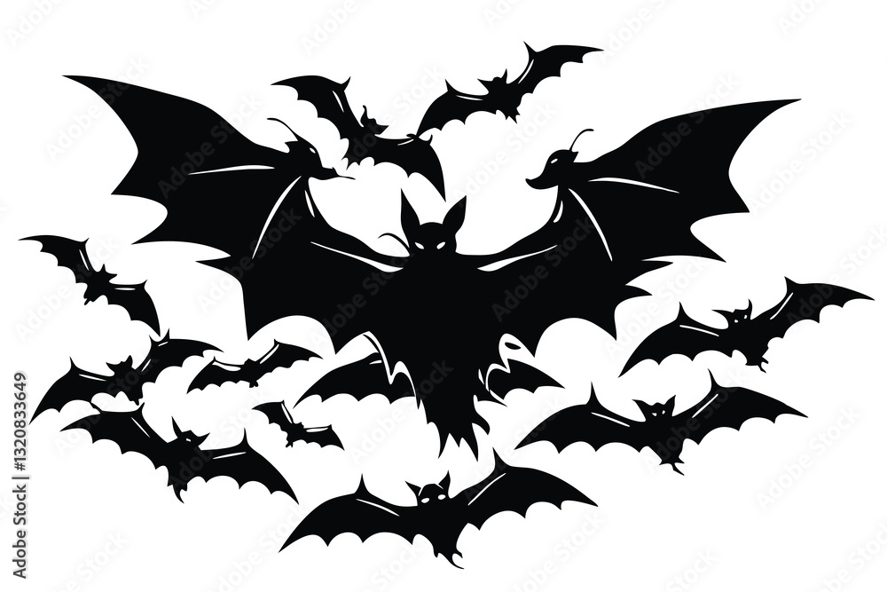 Fototapeta premium A set of silhouettes of bats for you on Halloween Vector