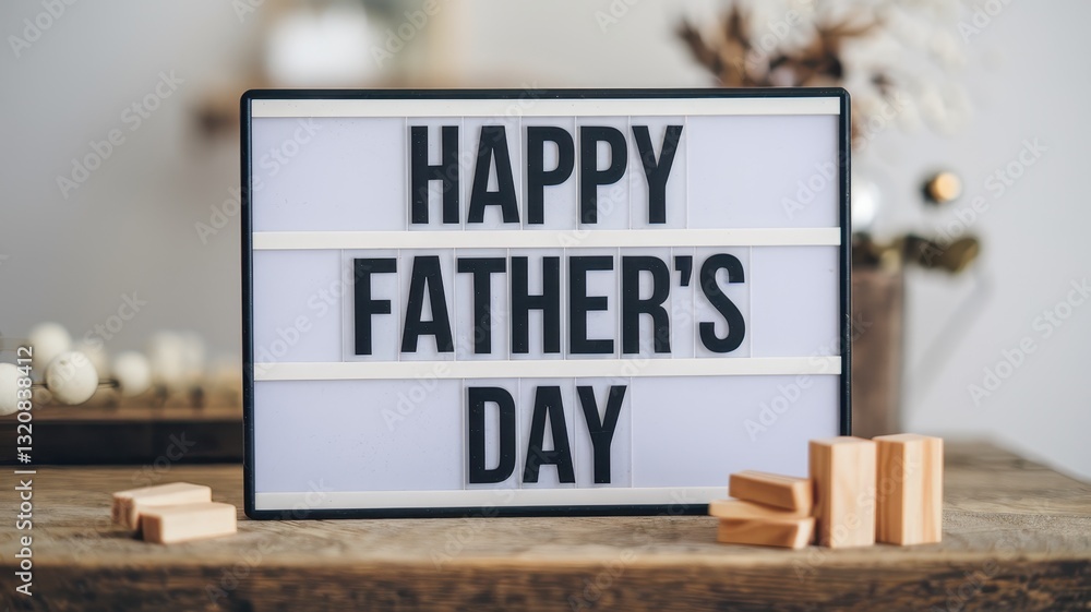Obraz premium Happy Father's Day Message on Lightbox