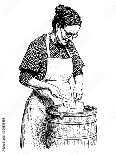 Crafting artisanal bread in a rustic kitchen, a creative journey of tradition and skill in every knead and cut