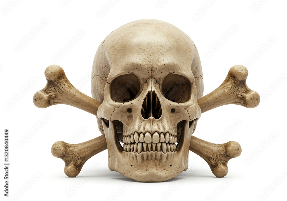 Obraz premium Skull with crossbones isolated on white background.