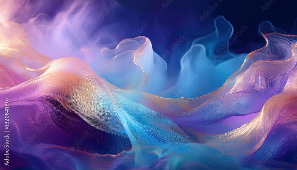 Fototapeta premium Abstract background. Holographic Mist Background. Blue, purple & rose gold blend. Dreamy & ethereal. Modern abstract texture.