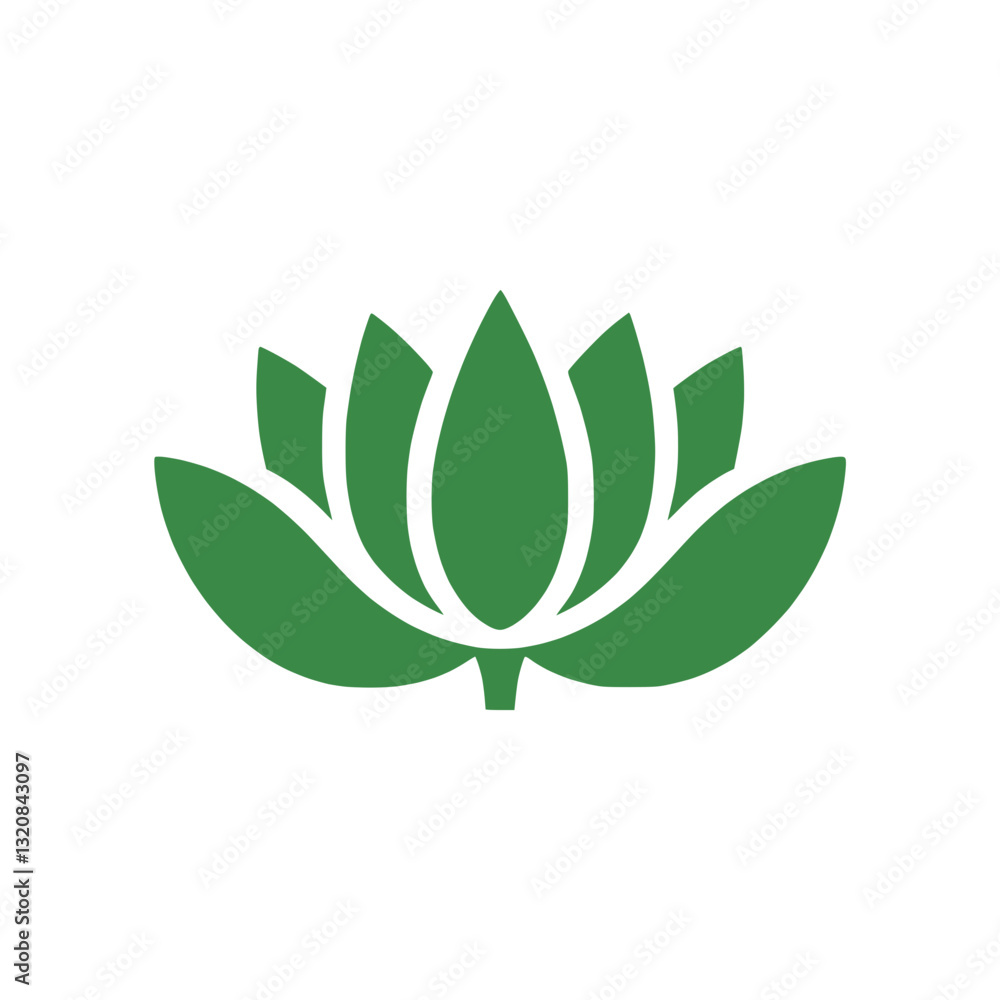 Silhouette lotus flower icon on transparent background