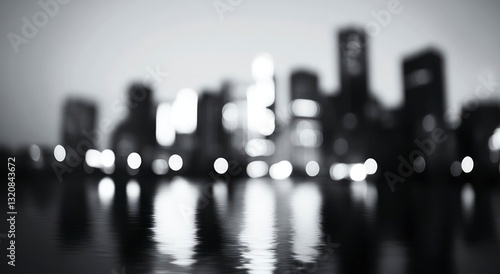 Wallpaper Mural Blurred Cityscape Reflection on Water in Black and White Torontodigital.ca