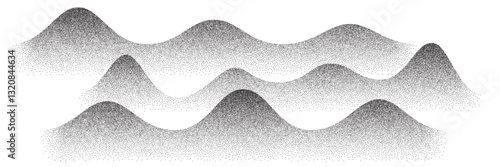 Wave background with noise grain pattern with halftone gradation background. Vector abstract background with mountain landscape of sand dust grunge effect and grain noise texture