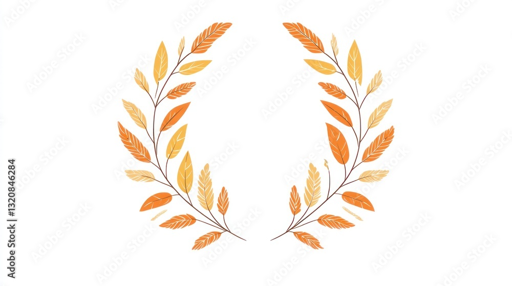 Autumnal leaf wreath frame for design elements Autumnal leaf wreath frame for design elements