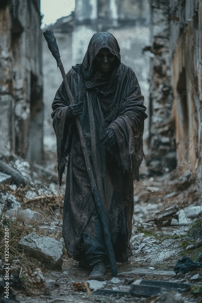 A silent demon weeps, cloaked in shadows, embodying the spirit of a robed fiend in a hauntingly serene moment. A silent demon weeps, cloaked in shadows, embodying the spirit of a robed fiend in a hauntingly serene moment.