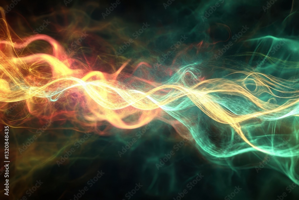 Fototapeta premium Abstract representation of electric flow and charge, showcasing vibrant colors and dynamic movement in energy.