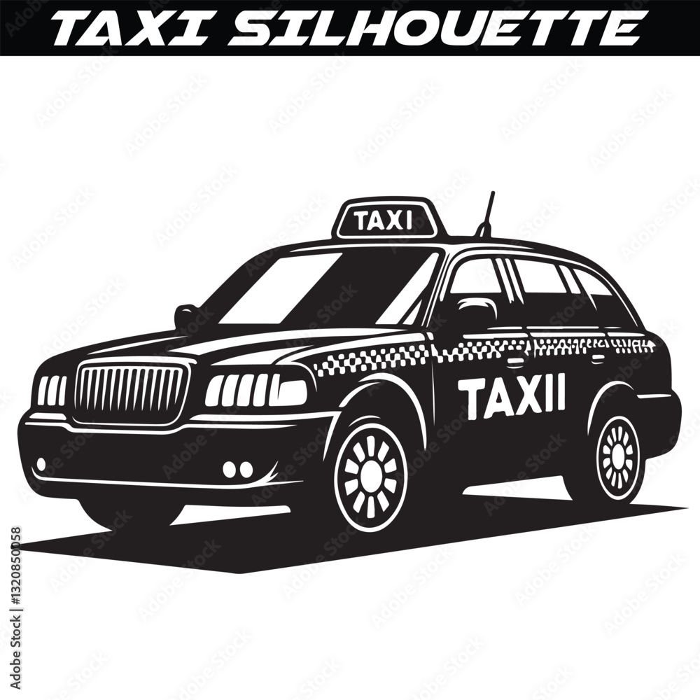 Fototapeta premium Taxi cab car silhouette vector illustration 