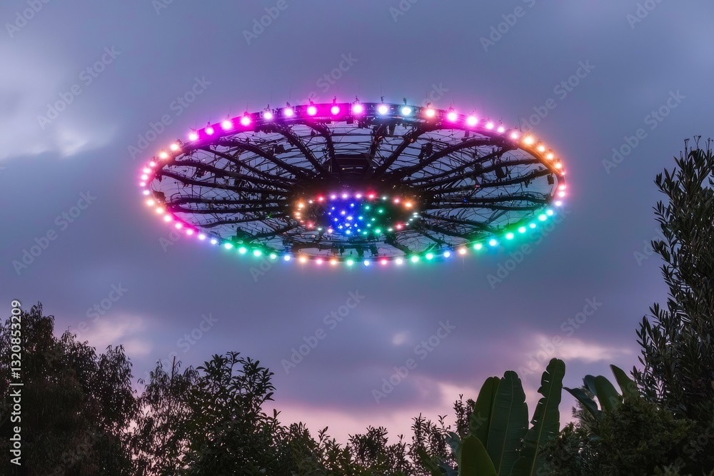 Fototapeta premium A low angle perspective showcases the Supertree Grove at Gardens by the Bay in Singapore during the evening hours