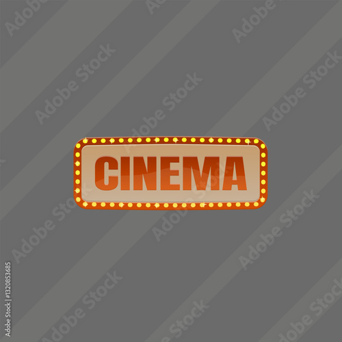 Classic Cinema Badge Banner For Casino Slots Posters Advertising Red Light Neon Isolated Vector Design