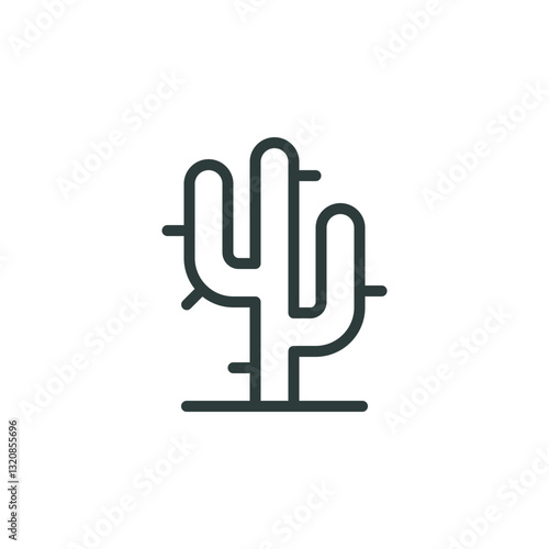 Cactus desert outline icon. Line sign cacti Arizona. Vector isolated pictogram for web and app on white background editable stroke.