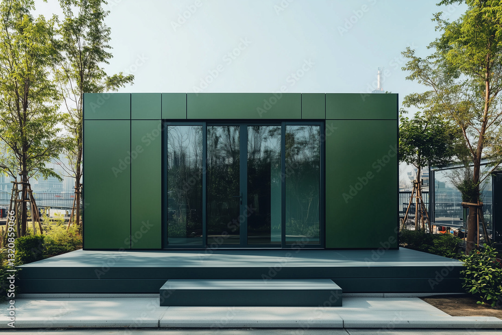 Sleek Minimalist Prefab Home with a Green Exterior