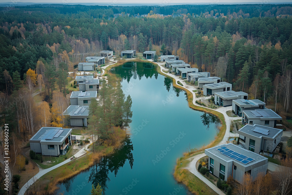 Exclusive Gated Community with Villas Built Around a Scenic Lake