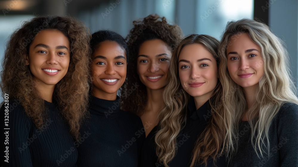 Diverse Multiracial Team in Office, Smiling Confident Individuals, Symbolizing Positivity and Unity Diverse Multiracial Team in Office, Smiling Confident Individuals, Symbolizing Positivity and Unity