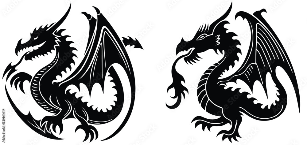 Fototapeta premium chinese dragon set