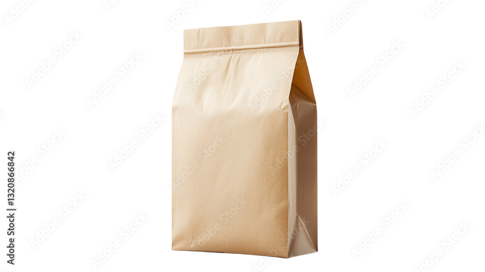 A single brown paper bag isolated on a transparent background, showcasing its natural texture and simple design. A single brown paper bag isolated on a transparent background, showcasing its natural texture and simple design.