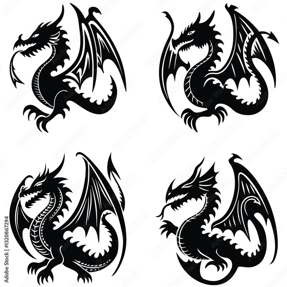 Fototapeta premium chinese dragon set