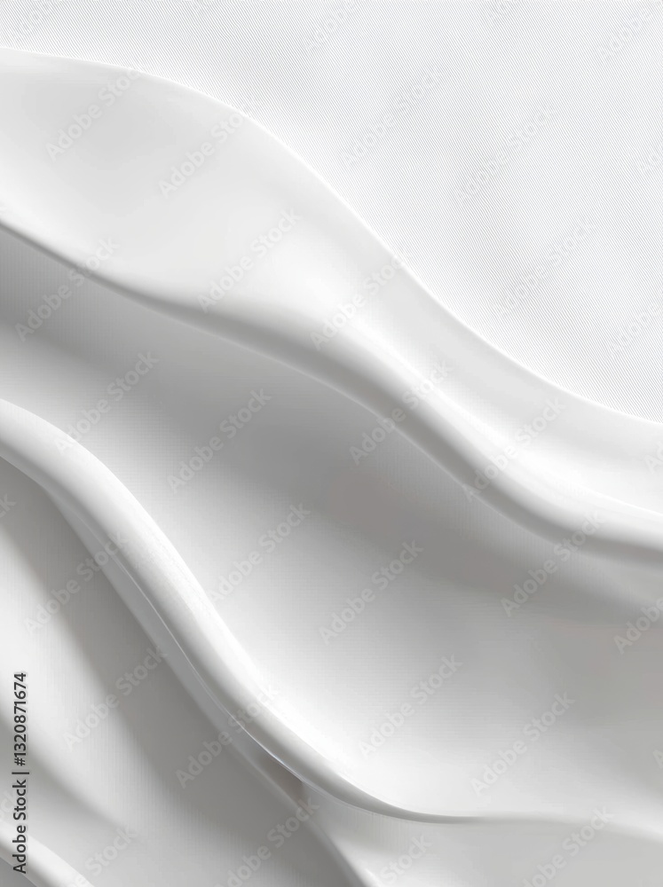 Fototapeta premium The image features a white-striped futuristic design surrounded by a misty atmosphere, combined with a geometric shape created using computer generation, presented as a 3D render
