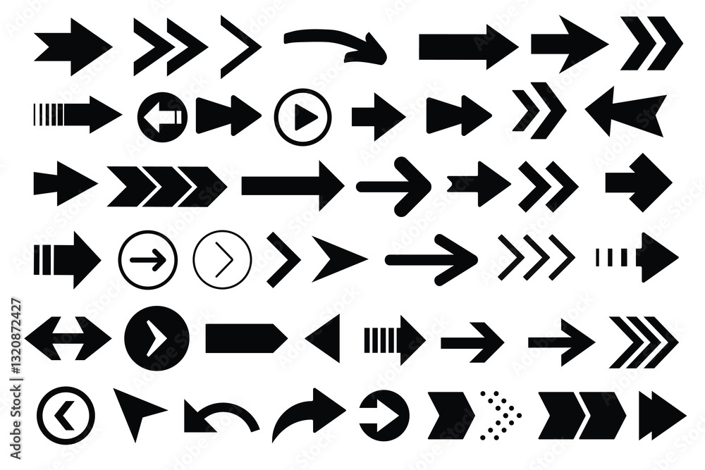 Arrows icons set. Collection of arrow direction sign vector on white background Arrows icons set. Collection of arrow direction sign vector on white background