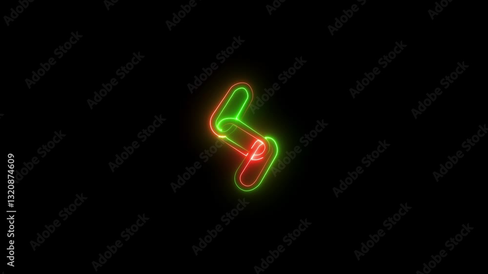 Neon Chain link shape icon . The chain goes up. Neon Chain link shape icon . The chain goes up.