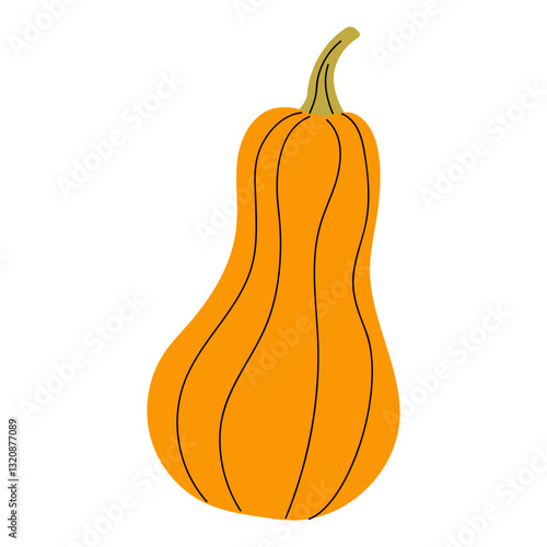 Colorful butternut squash illustrates fall harvest season with vibrant orange hue and unique shape