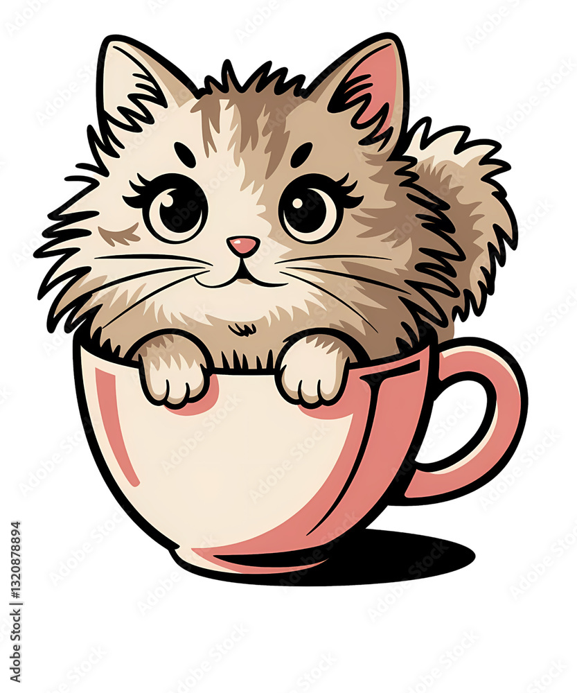 A cute and funny orange cartoon kitten with a fluffy tail and playful expression A cute and funny orange cartoon kitten with a fluffy tail and playful expression