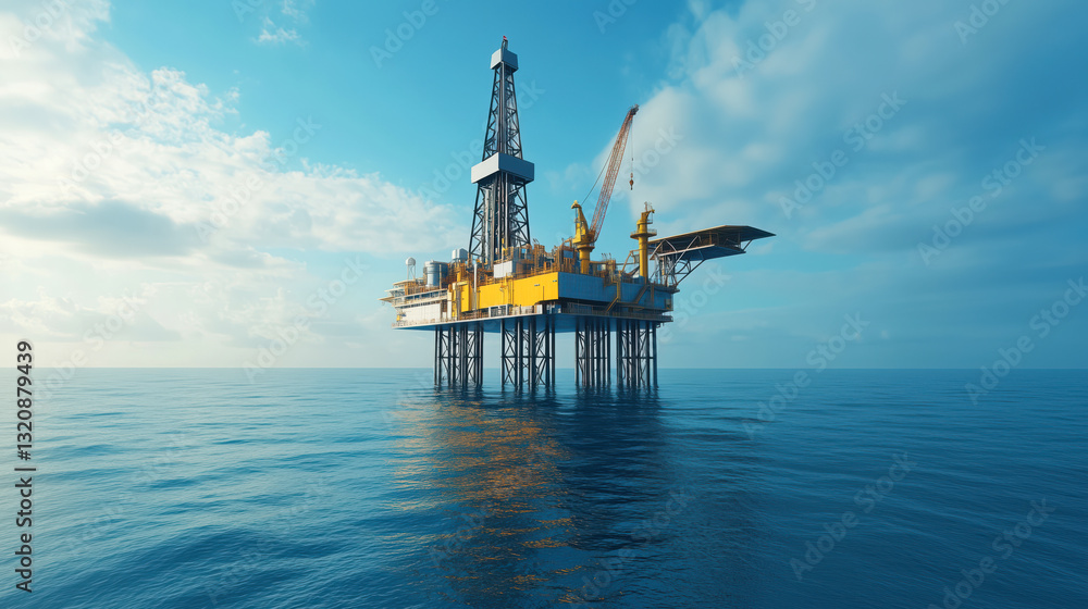 Obraz premium Offshore jack up drilling rig extracting oil from the sea or ocean