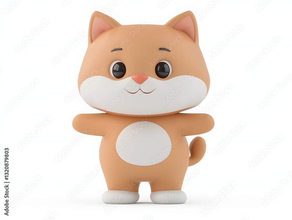 Cute Cartoon Cat Character with Adorable Expression and Big Eyes Cute Cartoon Cat Character with Adorable Expression and Big Eyes