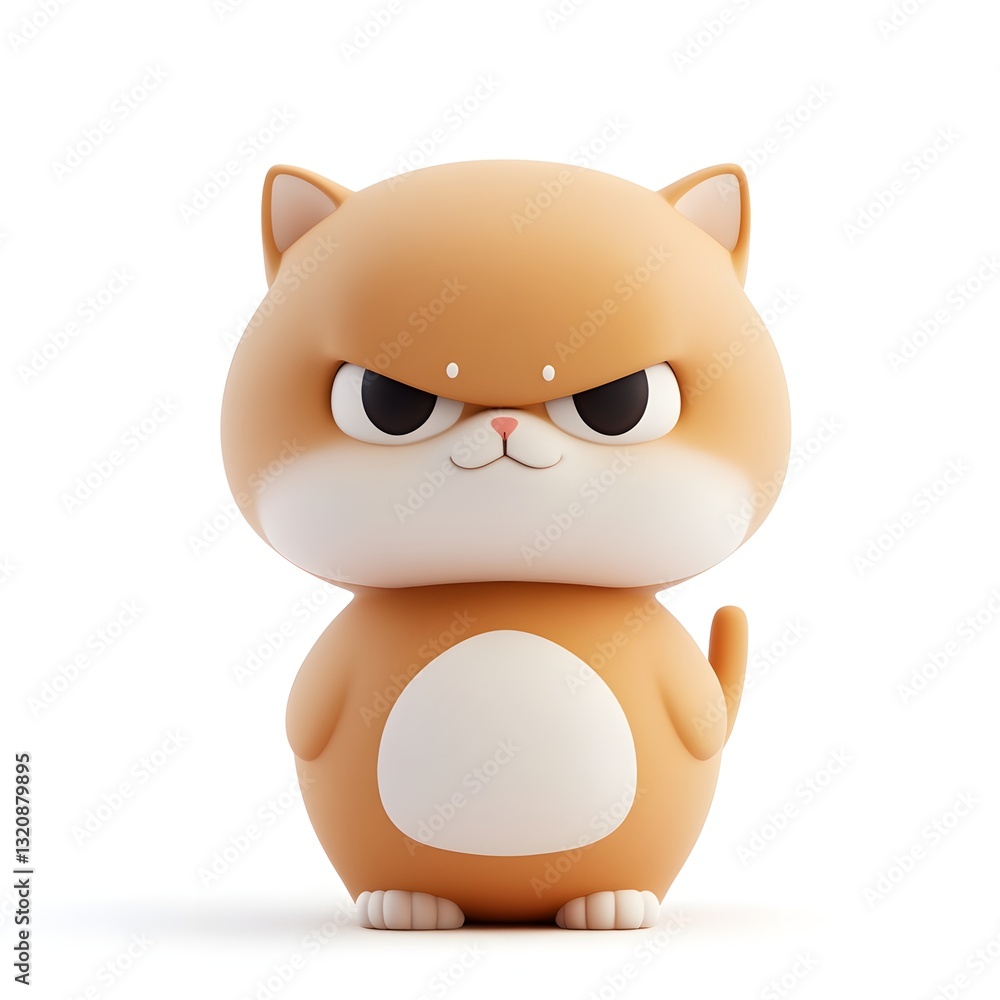 Naklejka premium Cute Cartoon Cat Character with Expressive Face and Simple Design