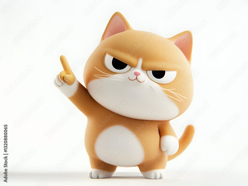 Cute Cartoon Cat Character with Assertive Gesture and Expression Cute Cartoon Cat Character with Assertive Gesture and Expression