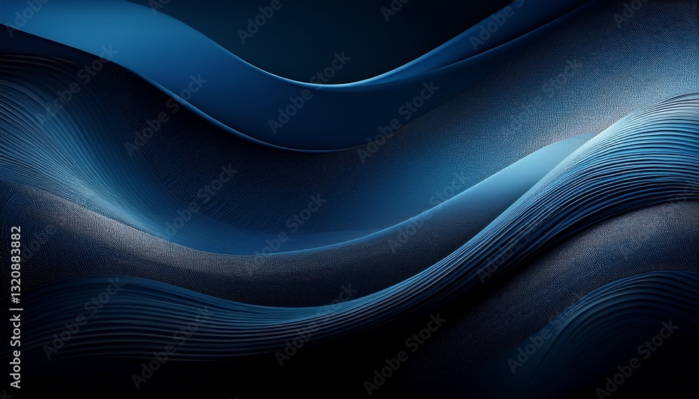Abstract background. Dark blue-black abstract gradient with a moody grainy texture and flowing light waves, creating a mysterious and dynamic atmosphere. Abstract background. Dark blue-black abstract gradient with a moody grainy texture and flowing light waves, creating a mysterious and dynamic atmosphere.