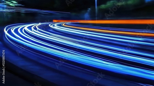 Dynamic light trails showcased on a city road at night long exposure photography urban environment creative concept
