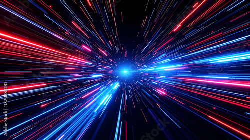 Abstract Space Travel Background with Light Burst Effect. 