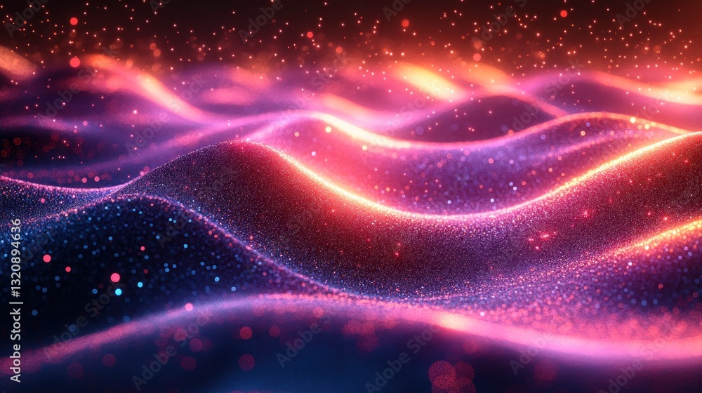 Fototapeta premium Glowing particle waves abstract background animation