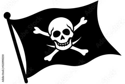 Pirate flag skull silhouette vector.