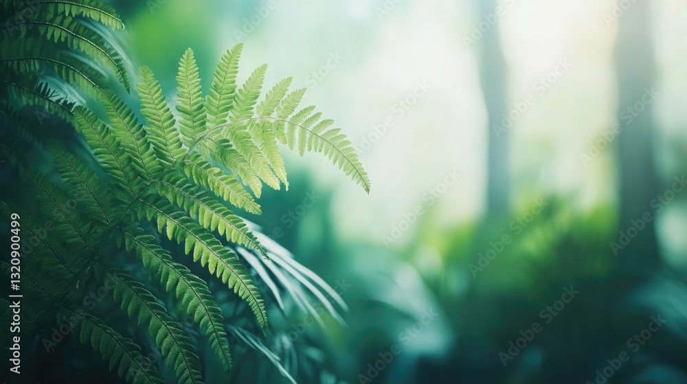 Lush Green Ferns Growing Near Blurred Forest Backgrounds Lush Green Ferns Growing Near Blurred Forest Backgrounds