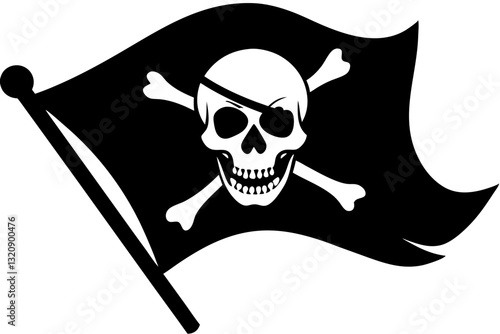 Pirate flag skull silhouette vector.