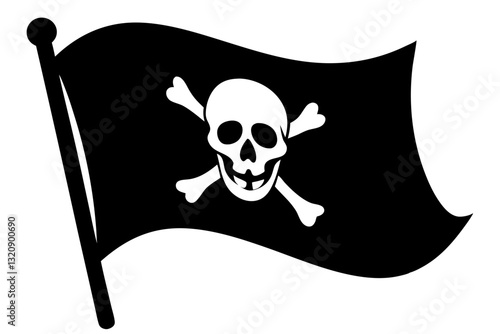 Pirate flag skull silhouette vector.