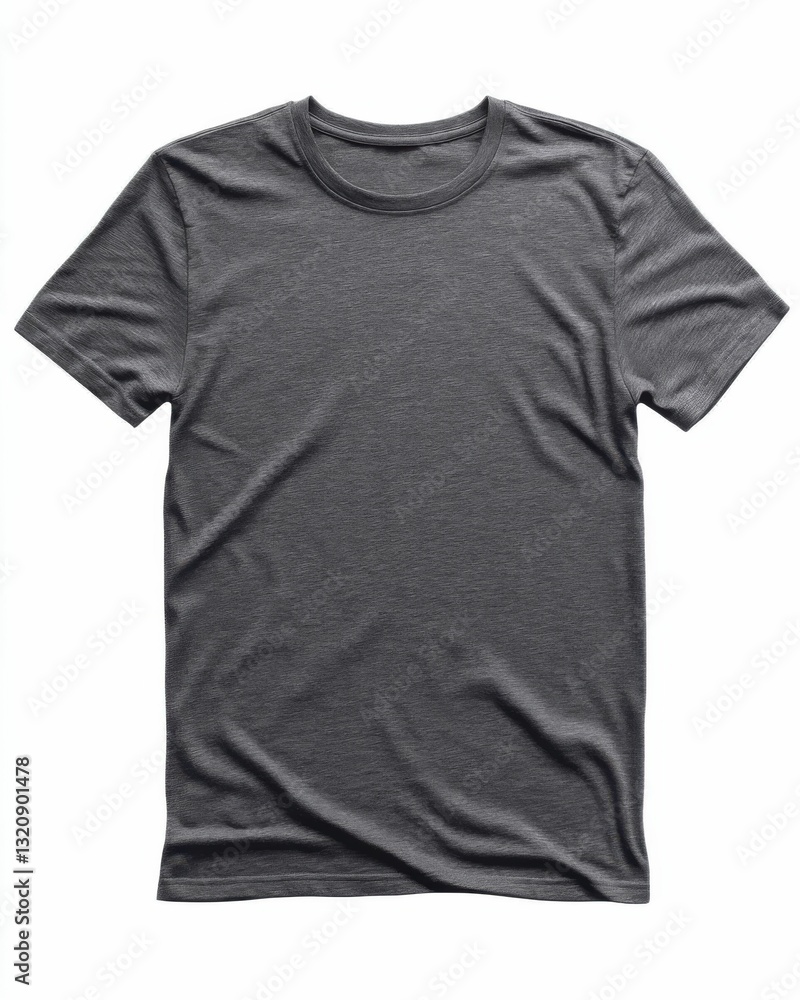Grey Heather Charcoal Blank Tee Shirt Isolated on White Background Grey Heather Charcoal Blank Tee Shirt Isolated on White Background