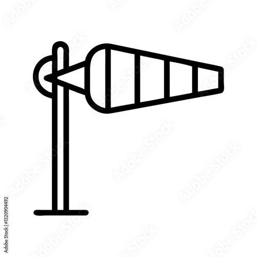 Minimalist line drawing of a wind sock, symbolizing gale warning and wind conditions