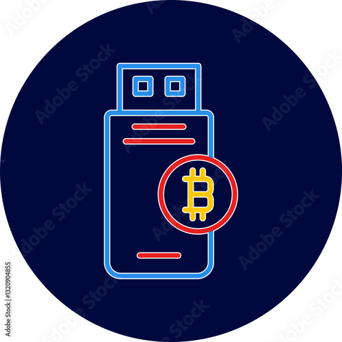 Bitcoin Usb Device Vector Icon