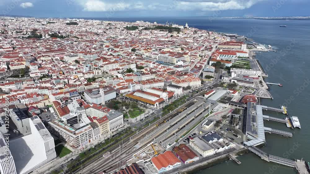 Lisbon Skyline At Lisbon In District Of Lisbon Portugal. Coastline Scenery. Beautiful Cityscape. Lisbon Skyline At Portugal. Historical City Landscape. Tourism Landmark. Lisbon Skyline At Lisbon In District Of Lisbon Portugal. Coastline Scenery. Beautiful Cityscape. Lisbon Skyline At Portugal. Historical City Landscape. Tourism Landmark.