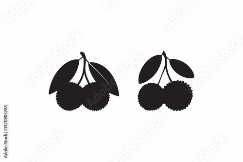 A Lychee fruit black and white image.