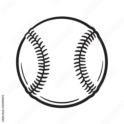 Doodle Vector Illustration of a Baseball Ball in Cartoon Style. Isolated on white background. Sport equipment minimalistic icon. Ideal for Competition event and creative sports-inspired projects.
