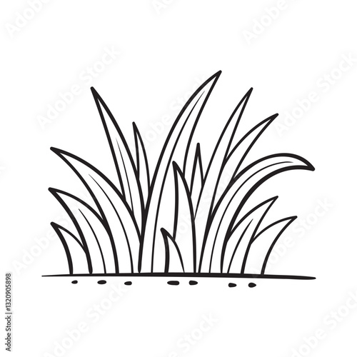 Doodle Vector Illustration of a Grass in Cartoon Style. Isolated on white background. A minimalistic nature icon. Perfect for children s books, eco-friendly projects, and landscape designs.
