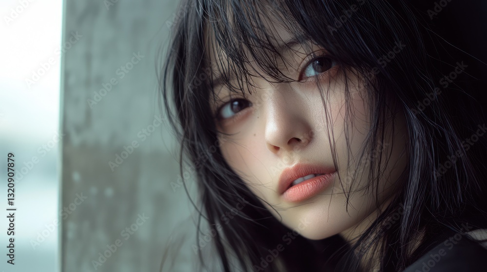 Portrait of a Passionate Female with Soft Features and Dreamy Expression Portrait of a Passionate Female with Soft Features and Dreamy Expression