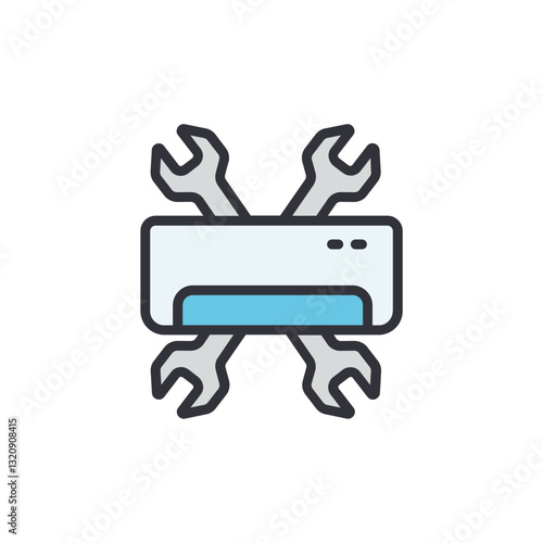 Air conditioner service colored icons, minimalist vector illustration ,simple transparent graphic element .Isolated on white background
