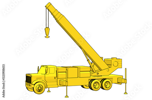 crane on wheels 3d illustration