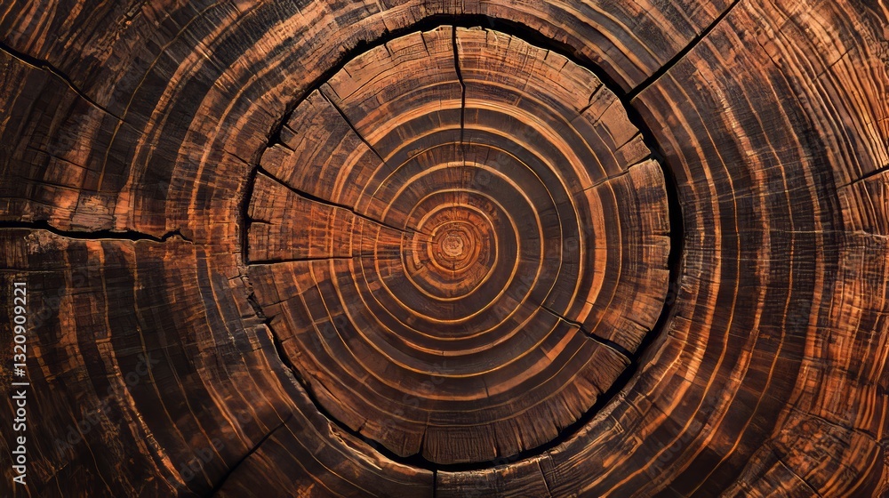Fototapeta premium Wood texture, seamless pattern, log cut, tree rings pattern, vector design