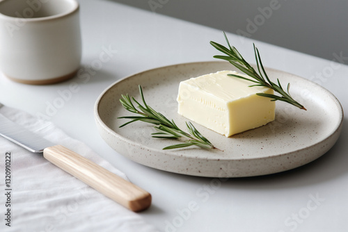 Wallpaper Mural Butter with Fresh Rosemary on Plate Still Life Torontodigital.ca